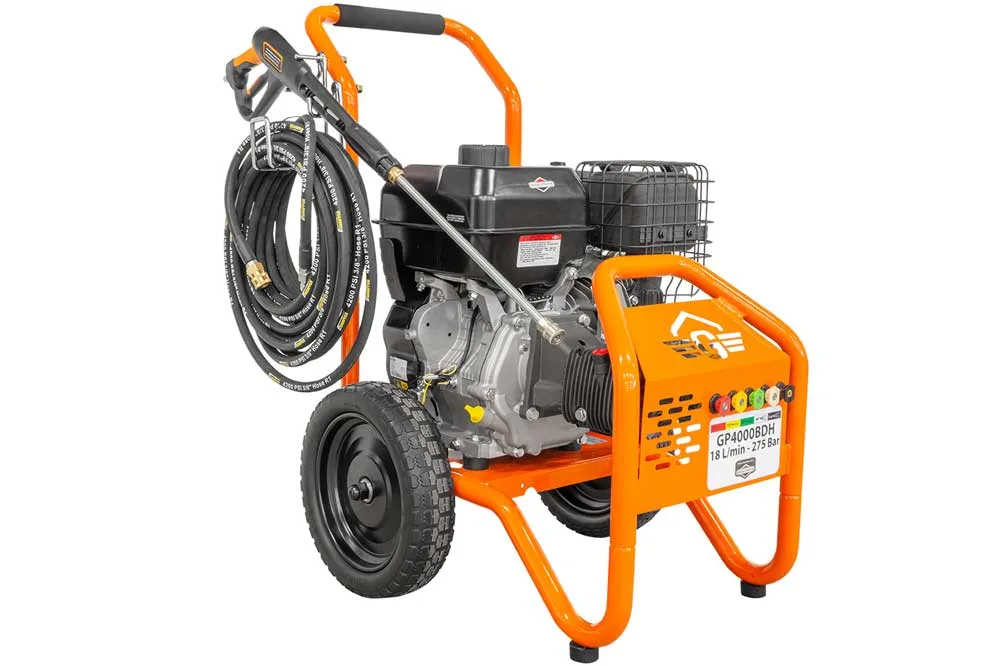 Gaspper GP4000BD Pro Benzin-Hochdruckreiniger Briggs & Stratton, 275 bar, 18 Liter, manuell Rückzug / elektrisch