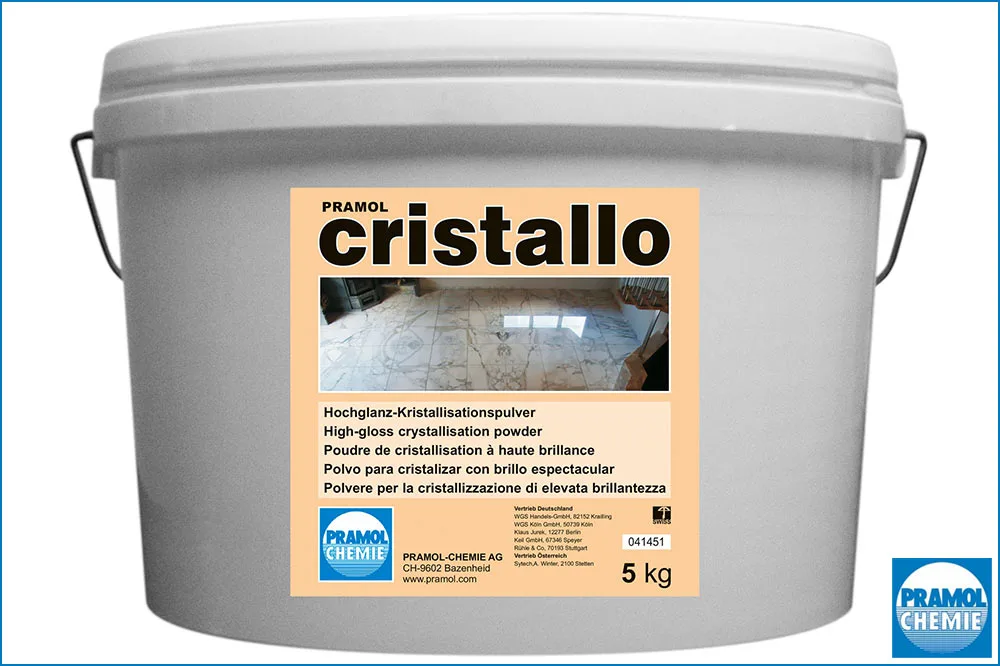 PRAMOL cristallo Hochglanz-Kristallisationspulver für Marmor, Travertin, Solnhofer und Terrazzo, 5 kg
