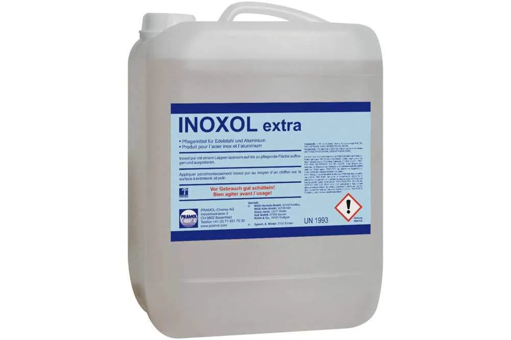 PRAMOL INOXOL extra - Reinigt und pflegt Edelstahloberflächen und Eloxal, 5 Liter Kanister
