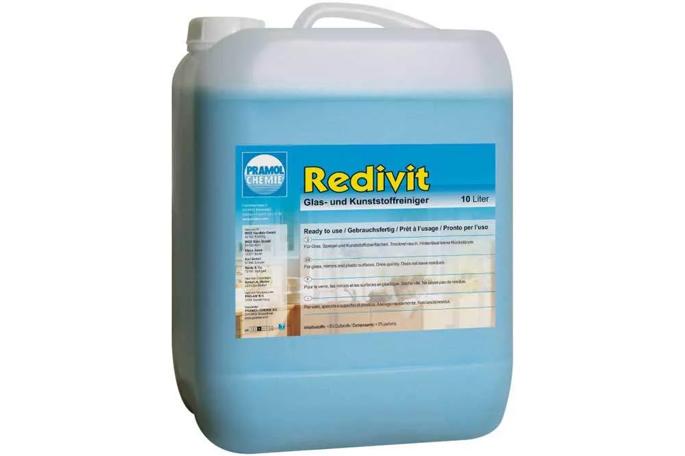 PRAMOL Redivit - Gebrauchsfertiger Glas- und Spiegelreiniger, 10 Liter Kanister