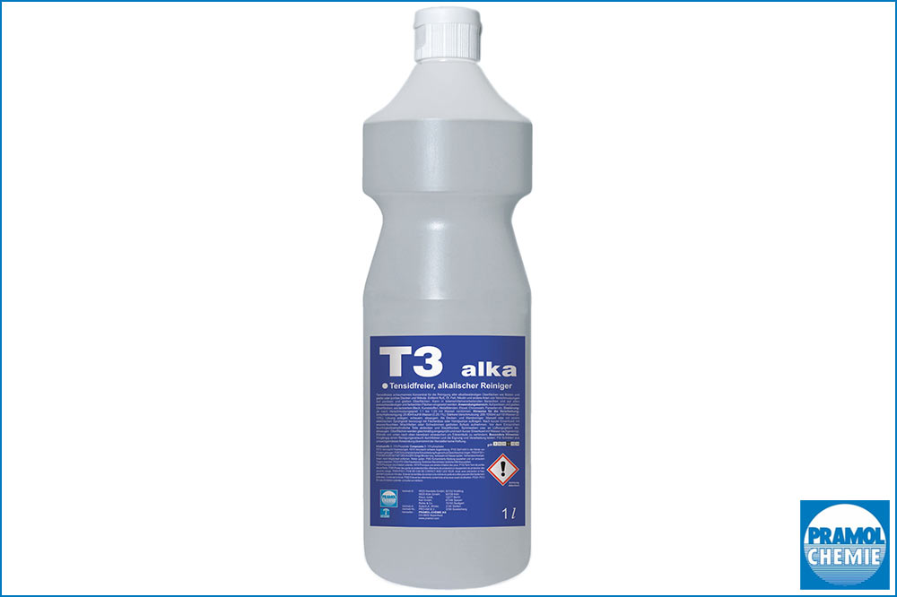 PRAMOL T3 alka - Tensidfreier, alkalischer Reiniger für Nikotin, Russ, usw., 1 Liter Flasche