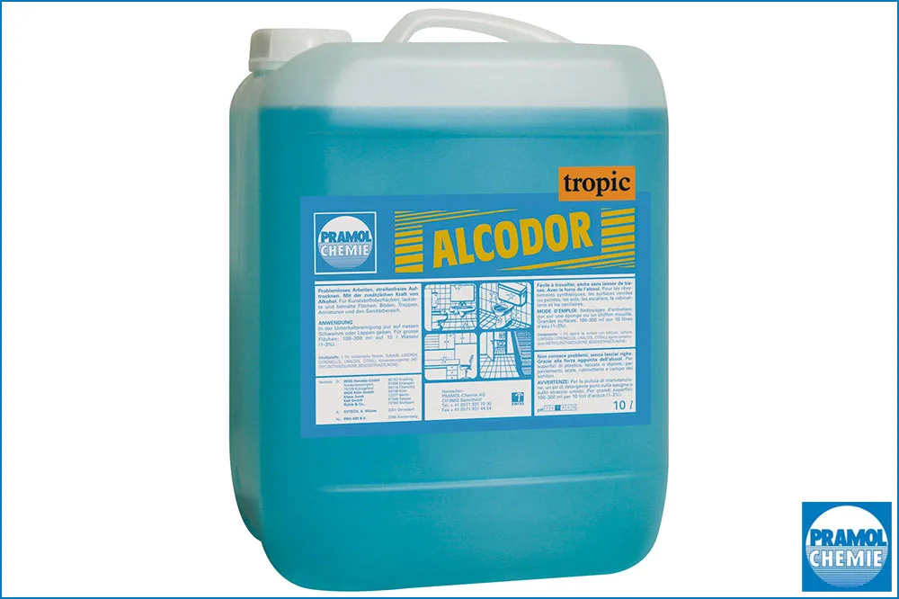 PRAMOL ALCODOR tropic Konzentrierter Alkoholreiniger für die Unterhaltsreinigung, 10 Liter Kanister