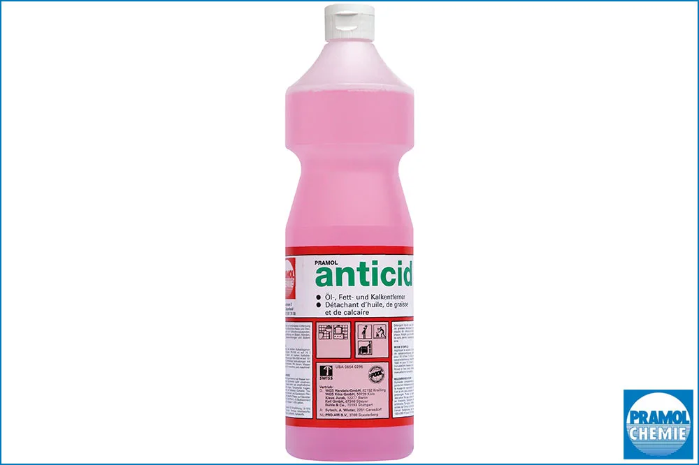 PRAMOL anticid 2-in1 Entfetter und Kalkentferner, 1 Liter Flasche