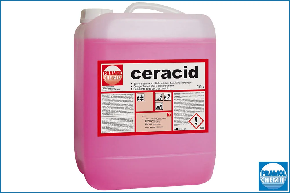 PRAMOL ceracid Saurer Feinsteinzeugreiniger, für mikroporöse Oberflächen, 10 Liter Kanister