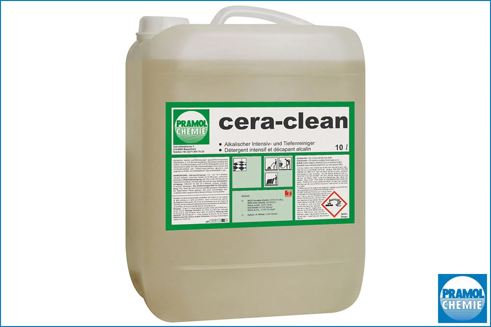 PRAMOL cera-clean alkalischer Feinsteinzeug-Intensiv und Tiefenreiniger, 10 Liter Kanister