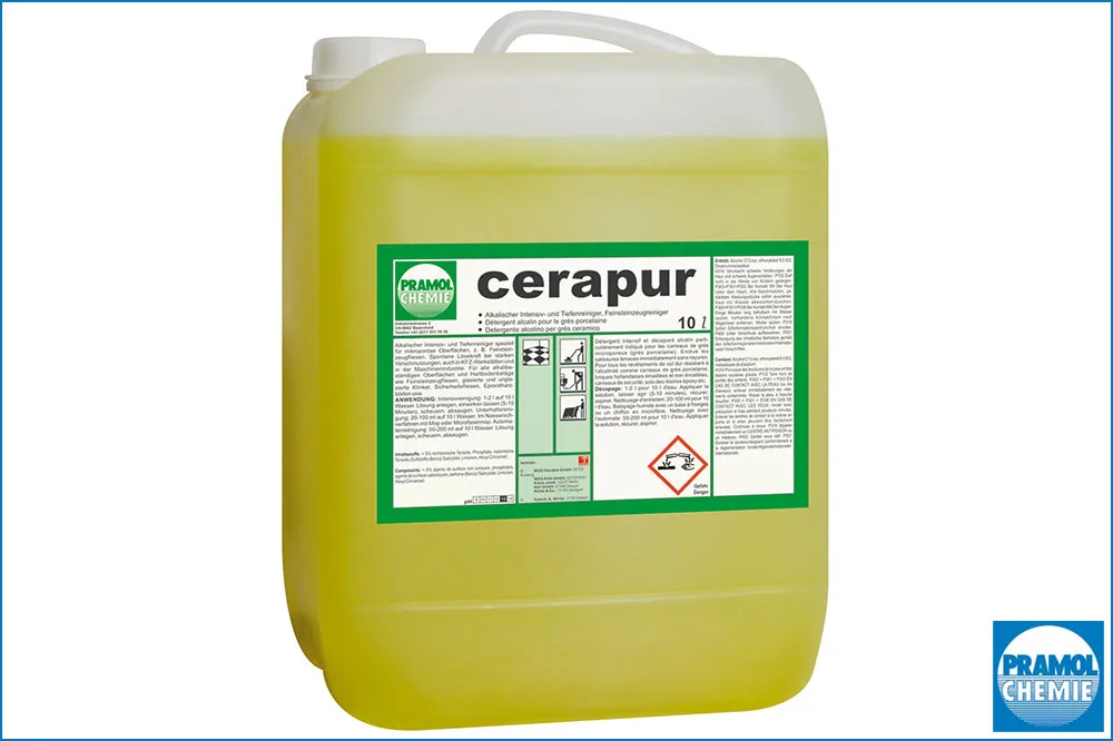 PRAMOL cerapur alkalischer Intensiv- und Grundreiniger für Feinsteinzeug, 10 Liter Kanister