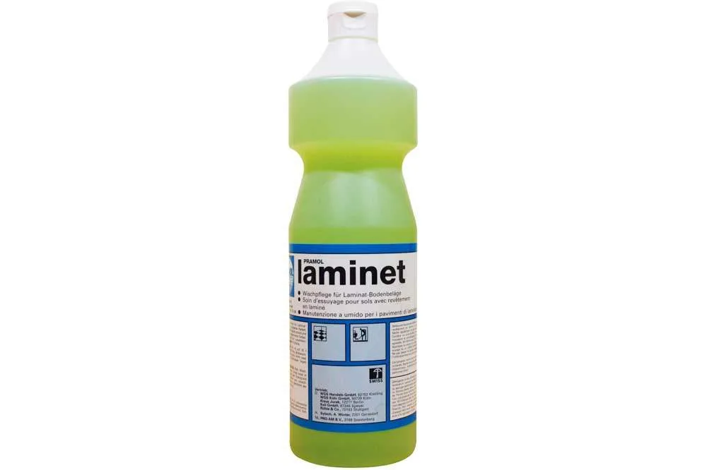 PRAMOL laminet - Reiniger für Laminat-Bodenbeläge und versiegeltes Parkett, 1 Liter Flasche