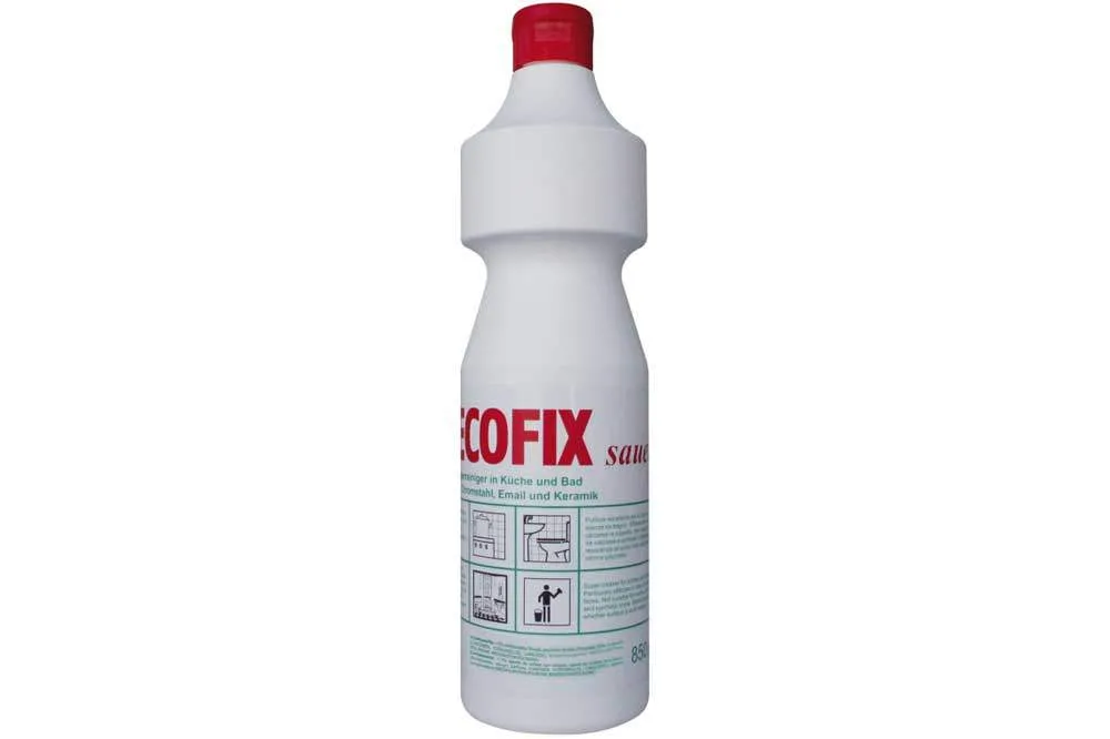PRAMOL ECOFIX sauer - Saurer, dickflüssiger Intensivreiniger für Chromstahl, Email und Keramik, 850 g Flasche