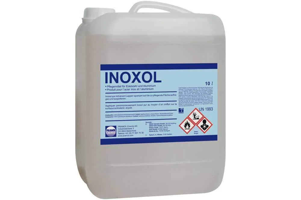 PRAMOL INOXOL - Reinigt und pflegt Edelstahloberflächen und Eloxal, 10 Liter Kanister