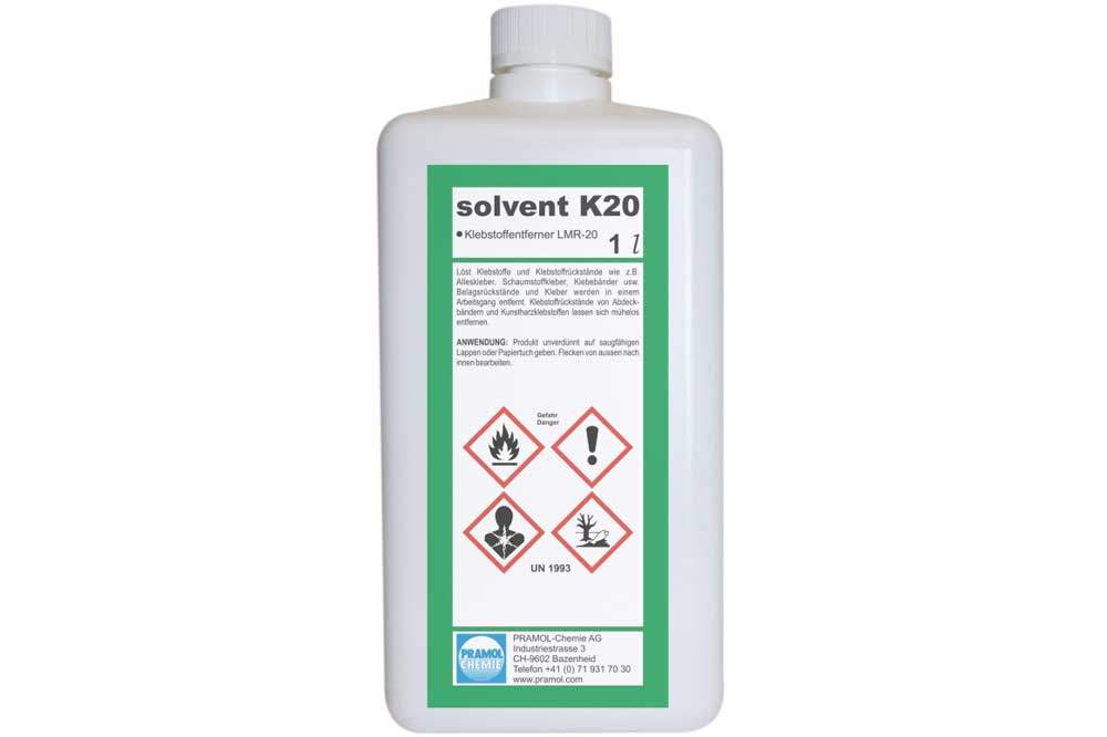 PRAMOL solvent K20 Hochwirksamer Klebstoffentferner, 1 Liter Flasche