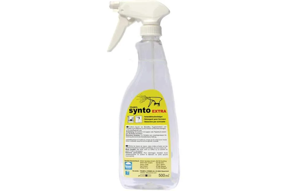 PRAMOL synto extra - Schreibtischreiniger, Kunststoffreiniger, 500 ml Sprühflasche
