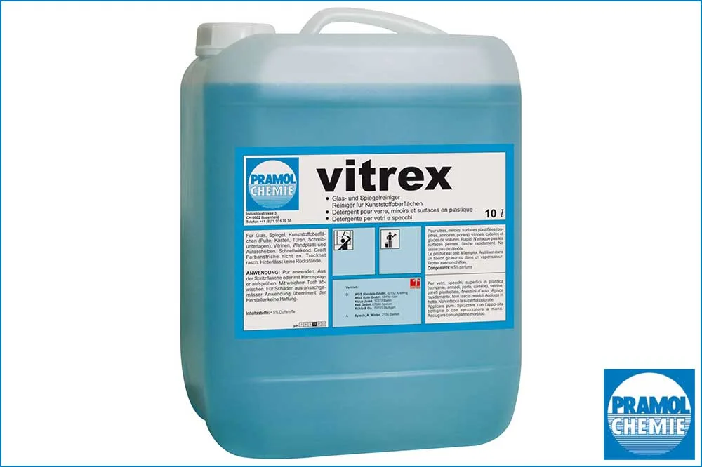 PRAMOL 10012.00110 vitrex - Reiniger für Glas, Spiegel und Kunststoff, 10 Liter