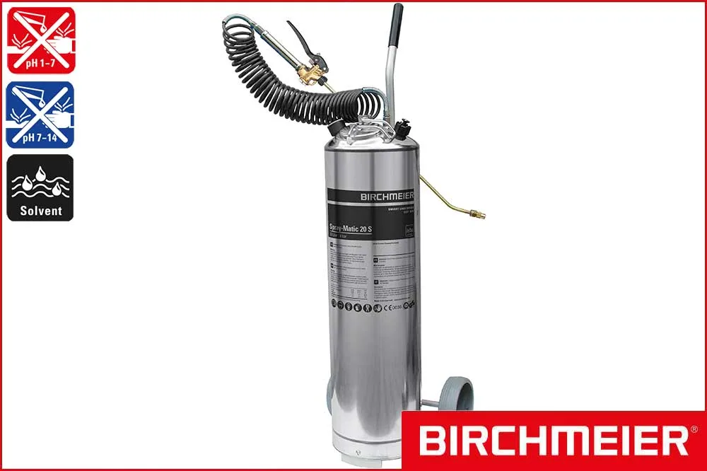 BIRCHMEIER 11648201 Edelstahl-Drucksprühgerät Spray-Matic 20 S für Solvent, 20 Liter