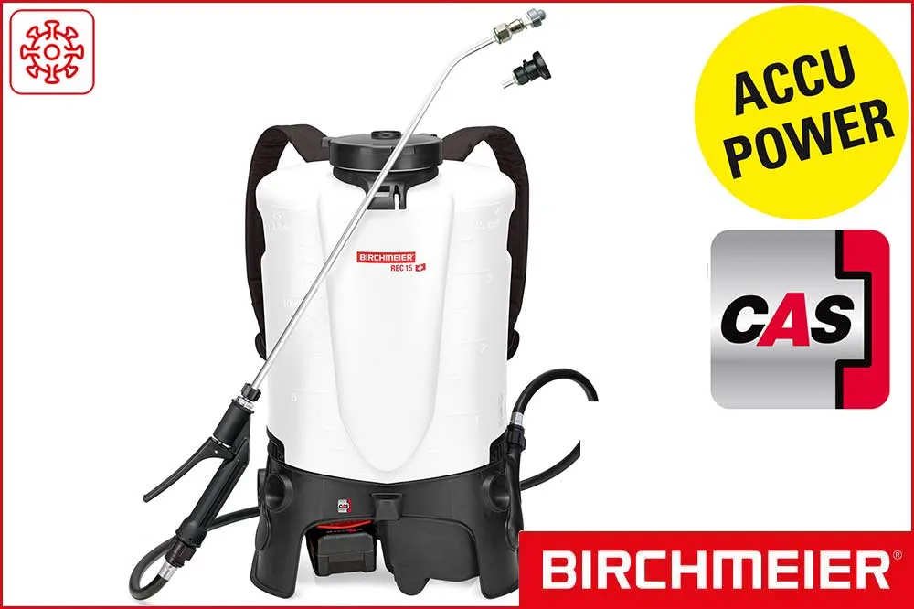 BIRCHMEIER 12094601 Akku-Rückensprühgerät REC 15 DC1 für Desinfektion, 15 Liter