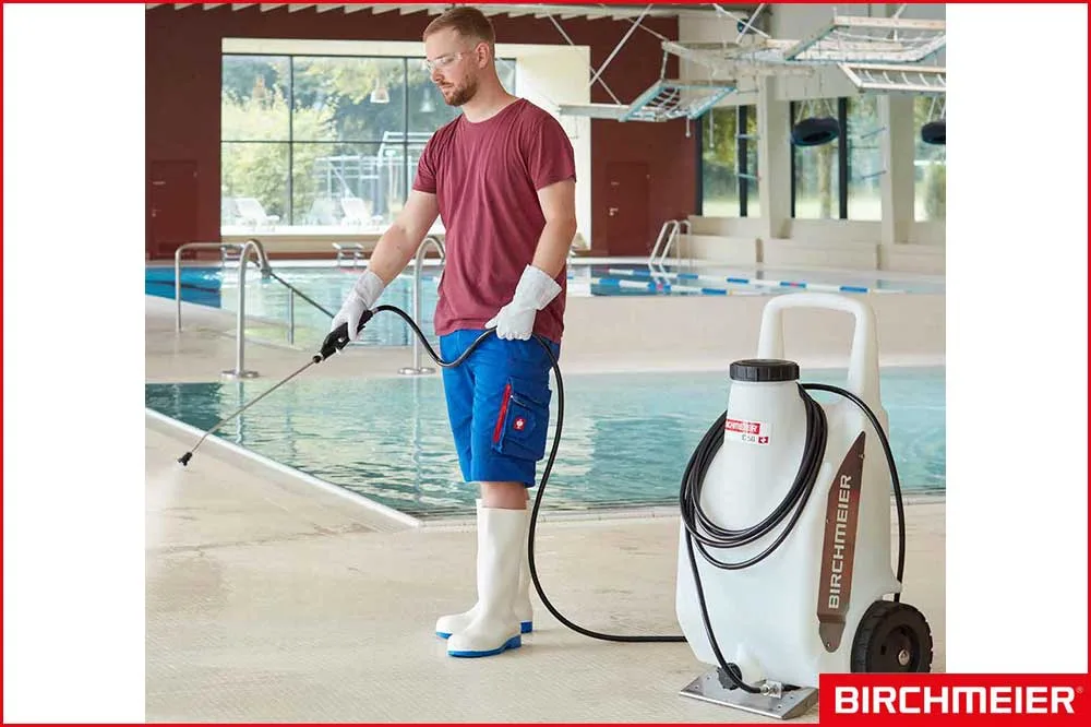 BIRCHMEIER 12150701 Zweirad Akku-Drucksprühgerät C 50 DC1 für Säuren und Laugen, 50 Liter