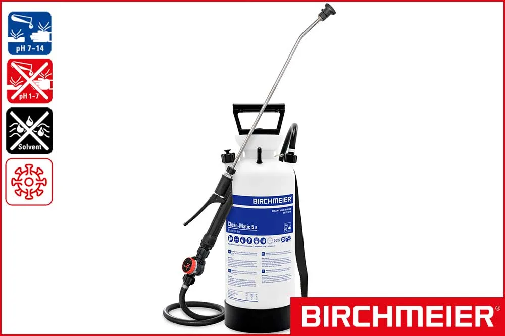 BIRCHMEIER Drucksprühgerät Clean-Matic 5 E für Laugen, 5 Liter