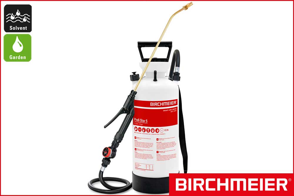 BIRCHMEIER Drucksprühgerät Profi Star 5 für Solvent und Garden, rot, 5 Liter