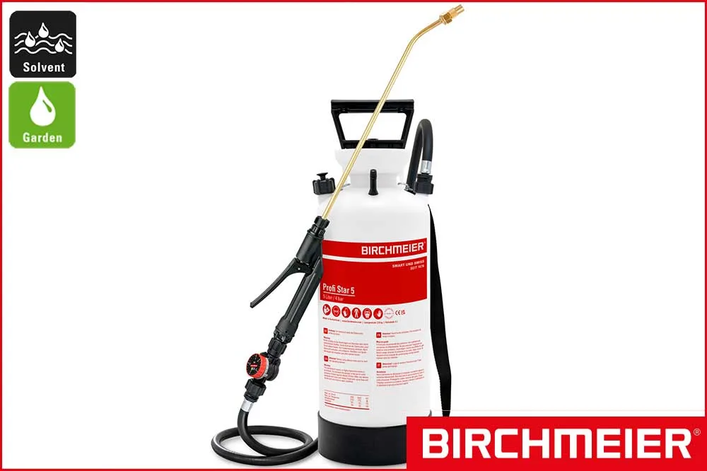 BIRCHMEIER Drucksprühgerät Profi Star 5 für Solvent und Garden, rot, 5 Liter