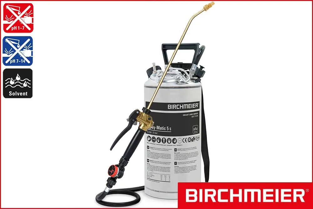 BIRCHMEIER Edelstahl-Drucksprühgerät Spray-Matic 5 S für Solvent, 5 Liter