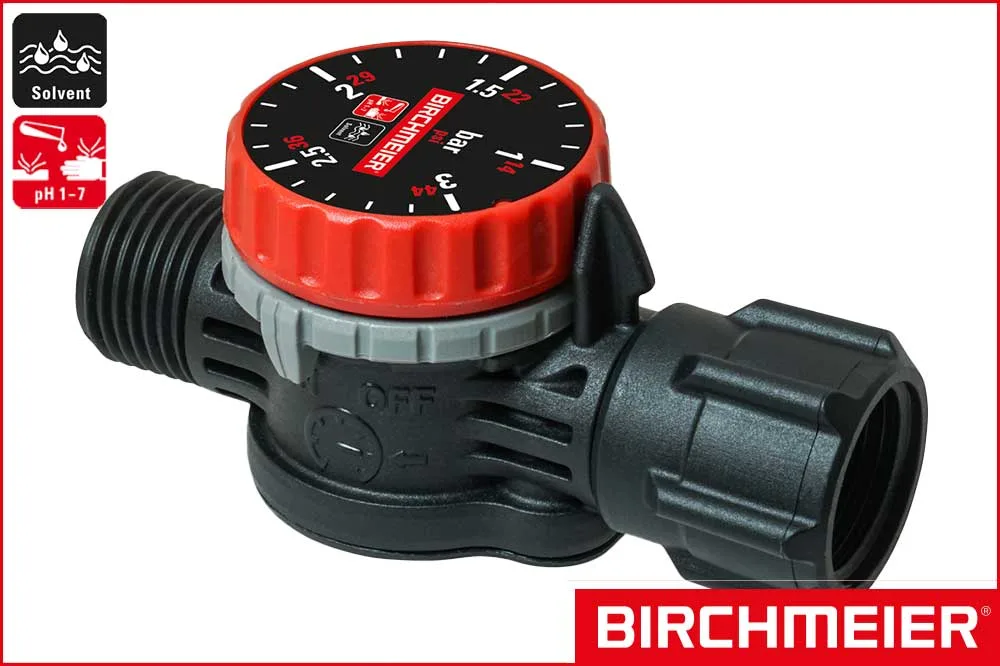 BIRCHMEIER Druckregelventil PR 3 P1 für Säuren und Solvent - einstellbar 1-3 bar
