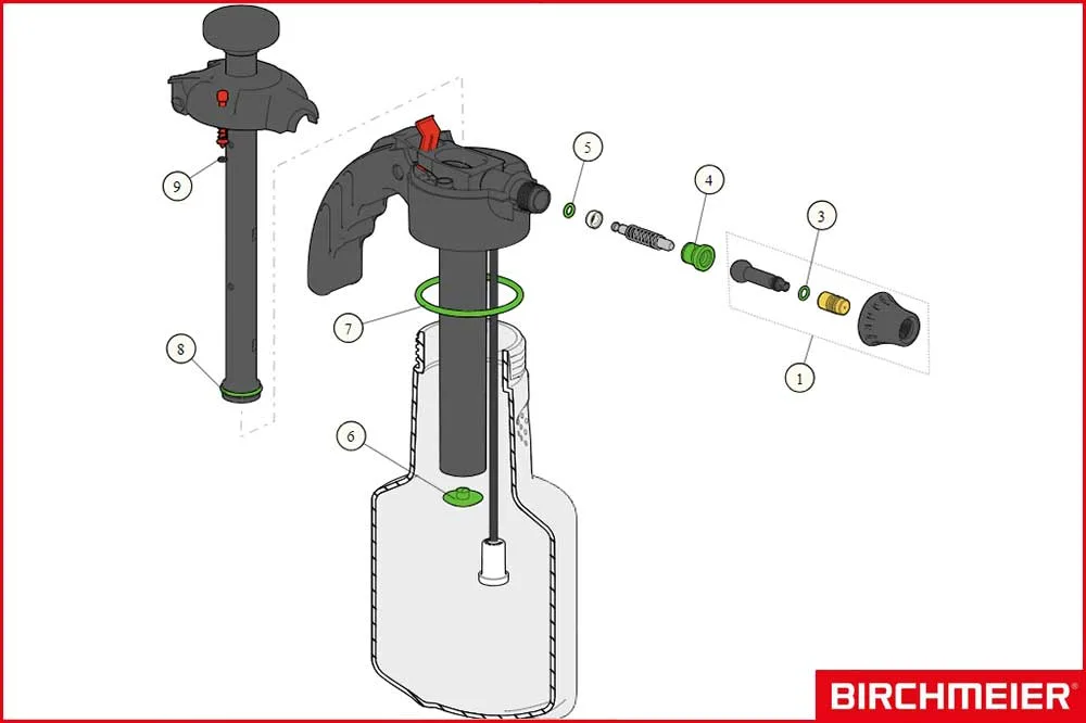 BIRCHMEIER 11963301 Handsprühgerät Spray-Matic 1.25 N / 360° für Solvent, schwarz, 1250 ml