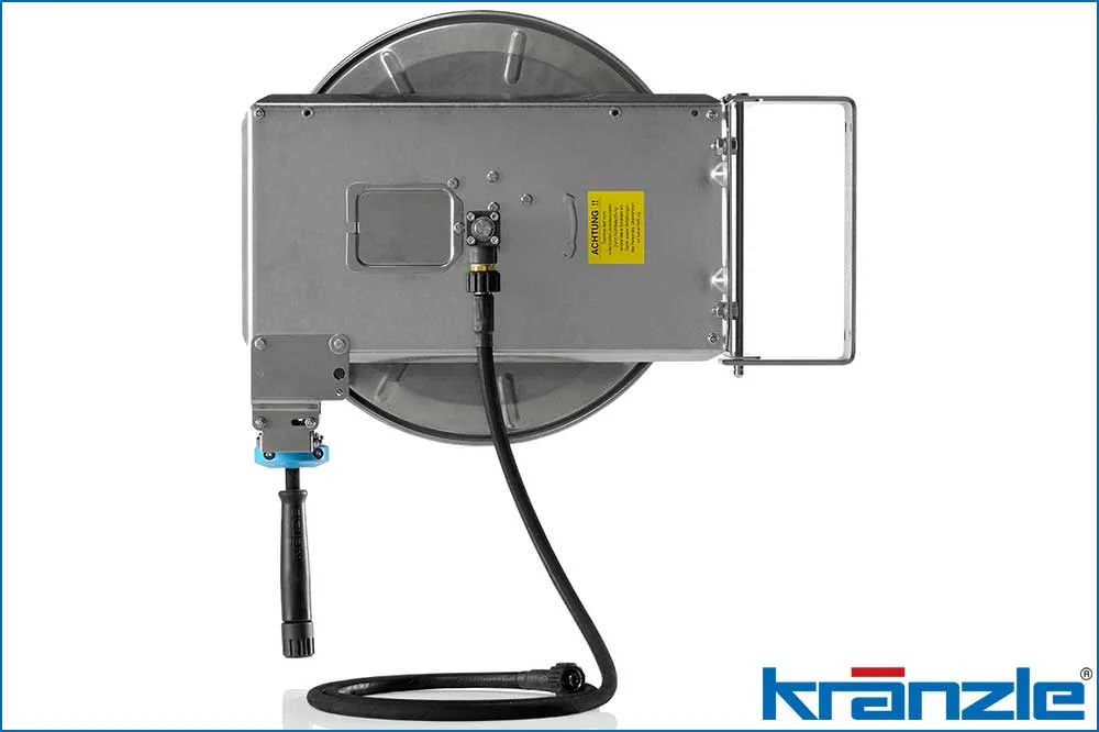 Kränzle 412681 Automatik-Trommel Edelstahl 20 m Hochdruckschlauch DN8, inkl. 2 m Verbindungsschlauch
