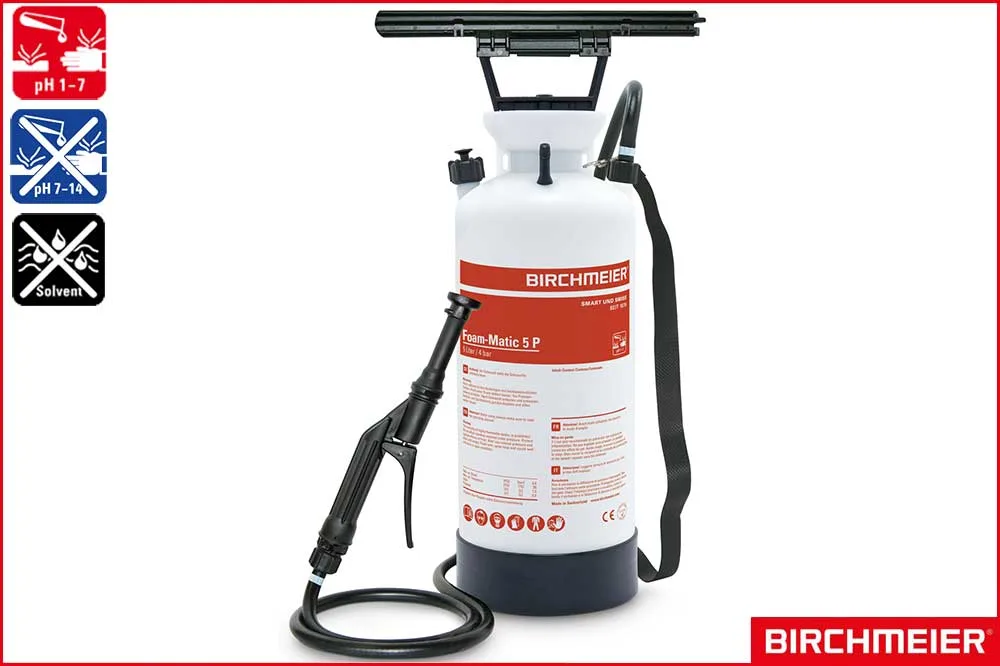 BIRCHMEIER 11900401 Schaum-Drucksprühgerät Foam-Matic 5 P für Säuren, rot, 5 Liter