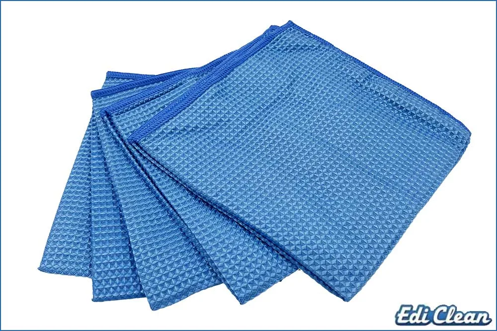 Edi Clean 94070.1-05 Mikrofaser Waffeltuch Honeycomb, 40 x 40 cm, blau - 5 Stück