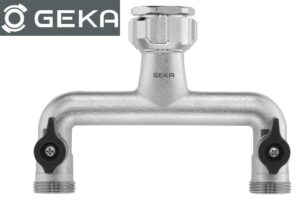 GEKA plus 46.0435 Zweiwegeventil IG 3/4 Zoll + 1 Zoll - 2 x AG 3/4 Zoll, Messing verchromt