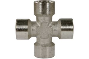 Suttner Kreuz 1/4" IG-IG, 150 bar, Messing vernickelt