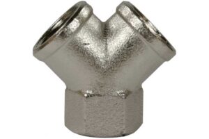 Suttner Y-Stück 1/4" IG-IG, 150 bar, Messing vernickelt