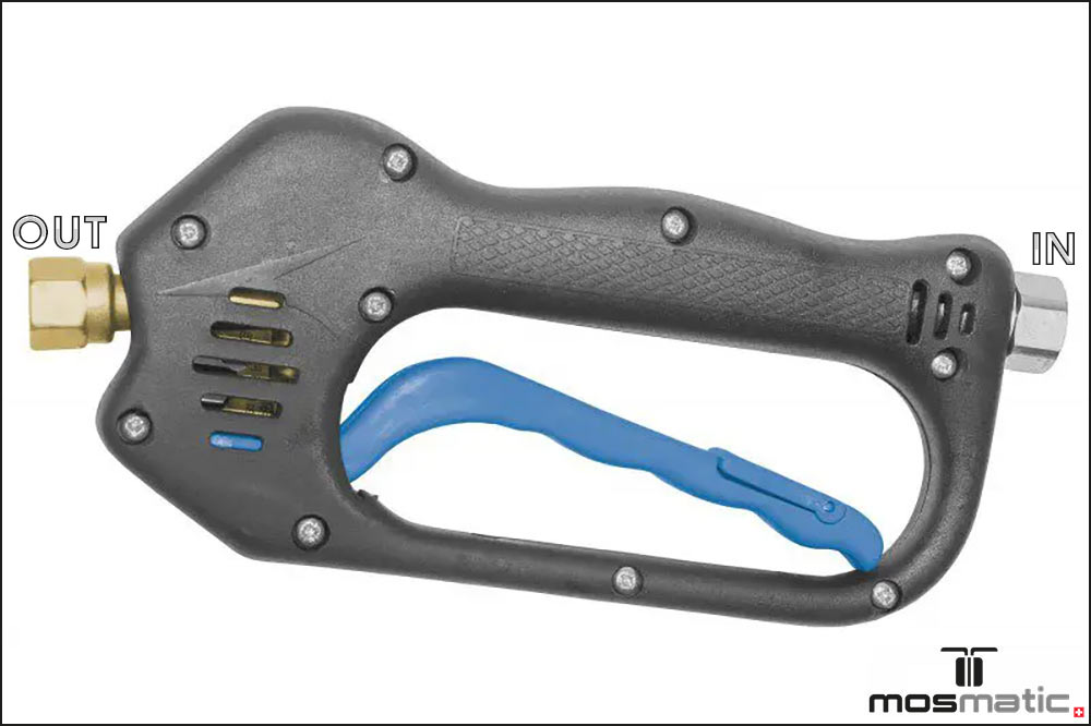 Mosmatic 29.045 Hochdruck-Pistole AERO, Hebel blau, IN 3/8 Zoll - OUT 1/4 Zoll