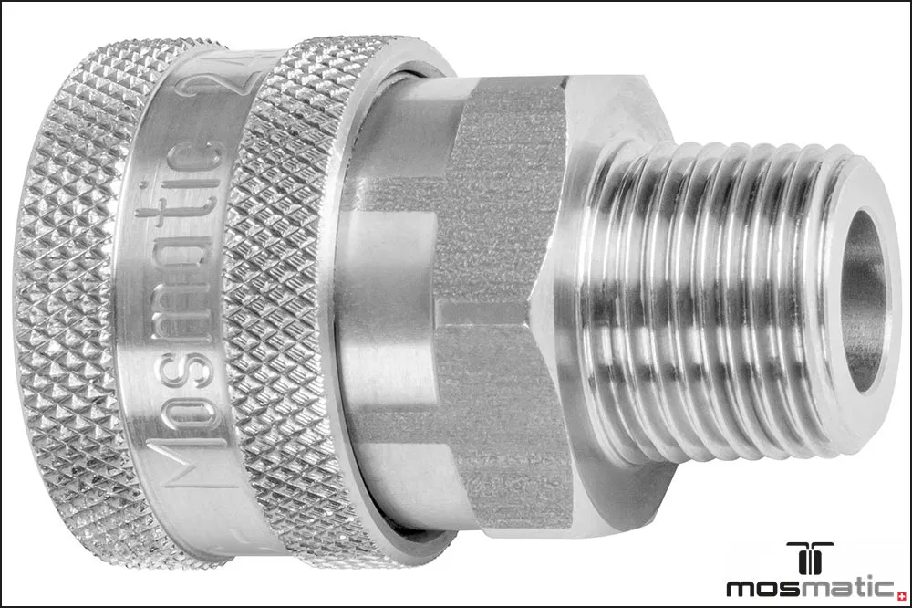 Mosmatic 70.011 Hochdruck-Kupplung, 1/4 Zoll Aussengewinde, Edelstahl