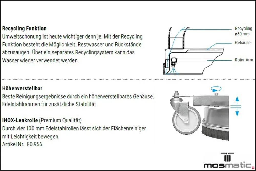Mosmatic 80.764 FL-AH 520 Flächenreiniger Professional, 52 cm, 3/8 Zoll IG Mosmatic 80.764 FL-AH 520 Flächenreiniger Professional, ø 52 cm, G 3/8 Zoll IG