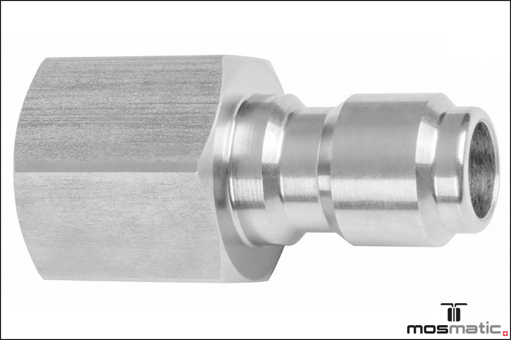 Mosmatic 70.020 Hochdruck-Stecknippel, 1/4 Zoll Innengewinde, Edelstahl