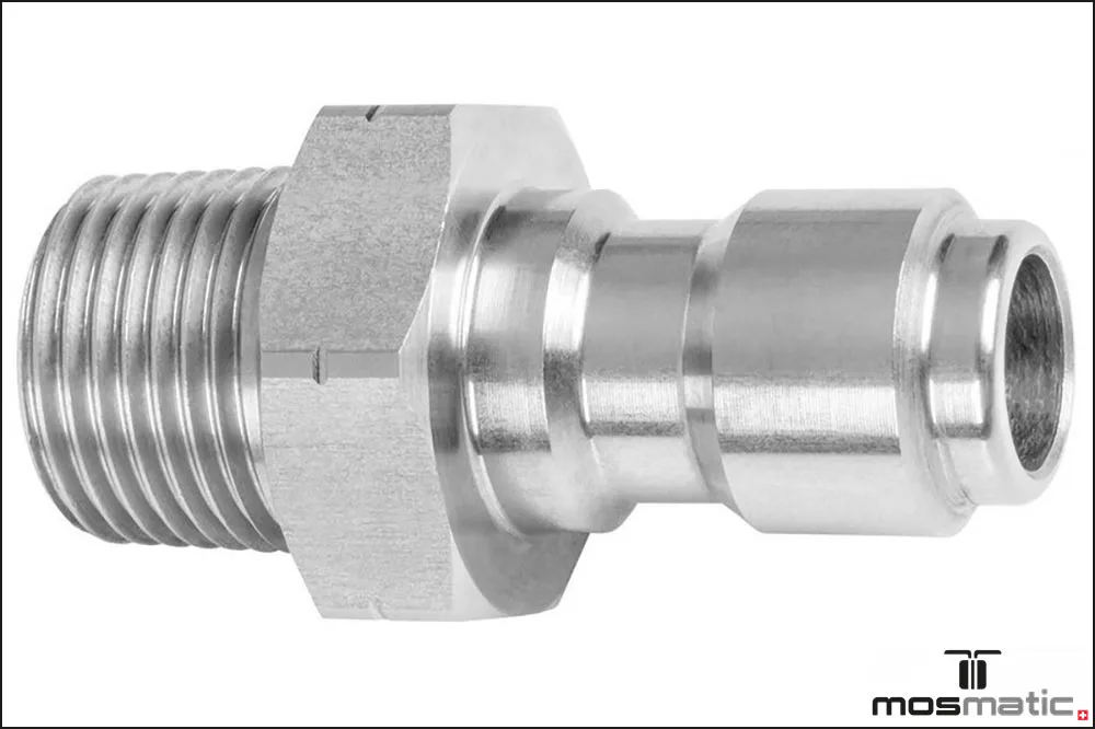 Mosmatic 70.023 Hochdruck-Stecknippel, 3/8 Zoll Aussengewinde, Edelstahl