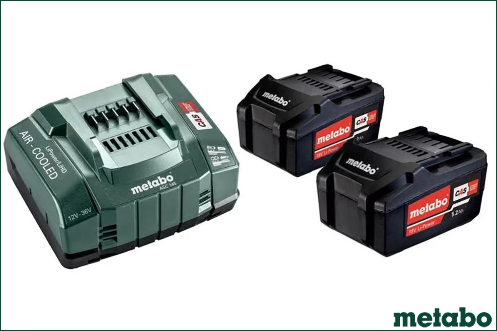 Metabo Li-Power-Akku und Schnellladegerät, Basis-Set 2 x 5.2 Ah