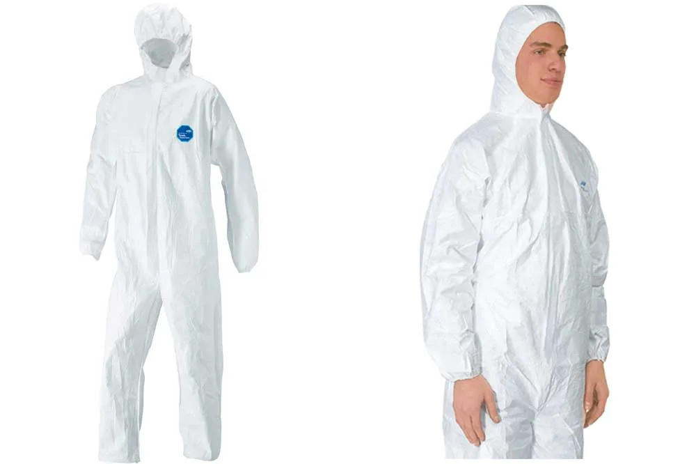 DuPont Chemieschutzoverall Typ 5/6 Cat. III weiss XL – Antistatischer Schutzanzug mit Kapuze & Partikelschutz