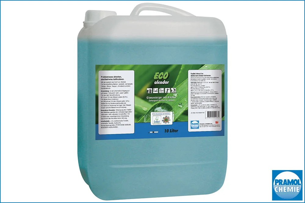 PRAMOL ECO alcodor Glanzreiniger mit Alkohol, 10 Liter Kanister