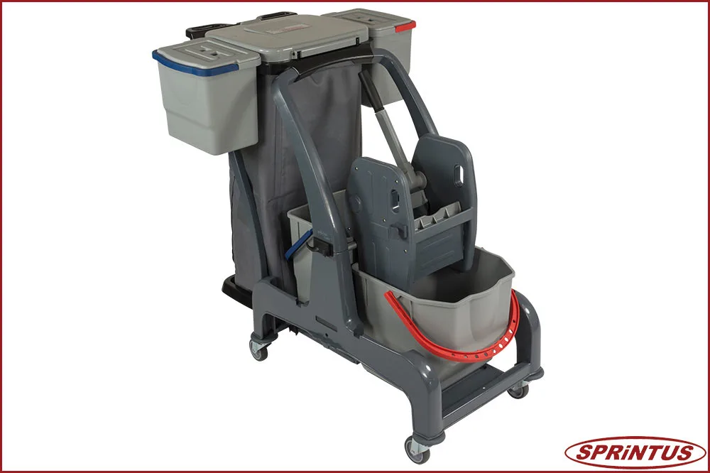Sprintus 301170 CombiX XL Doppelfahreimer, Halterung für Müllsack sowie Moppablage