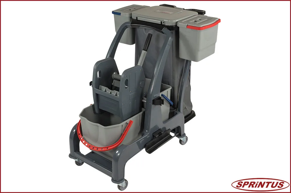 Sprintus 301170 CombiX XL Doppelfahreimer, Halterung für Müllsack sowie Moppablage