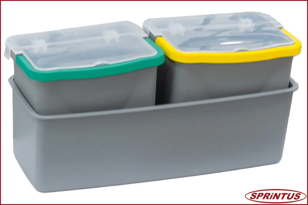 Sprintus 301172 CombiX PRO Doppelfahreimer, Halterung für Müllsack, Moppablage + Eimer-Set
