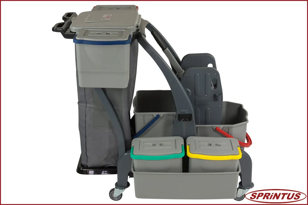Sprintus 301172 CombiX PRO Doppelfahreimer, Halterung für Müllsack, Moppablage + Eimer-Set