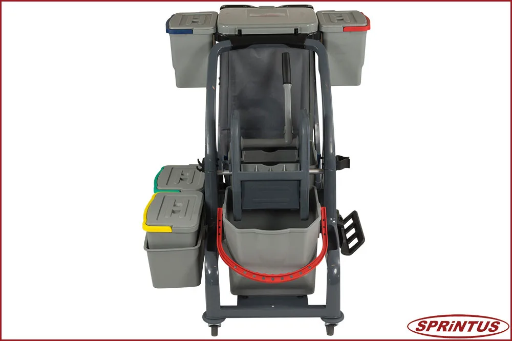 Sprintus 301172 CombiX PRO Doppelfahreimer, Halterung für Müllsack, Moppablage + Eimer-Set