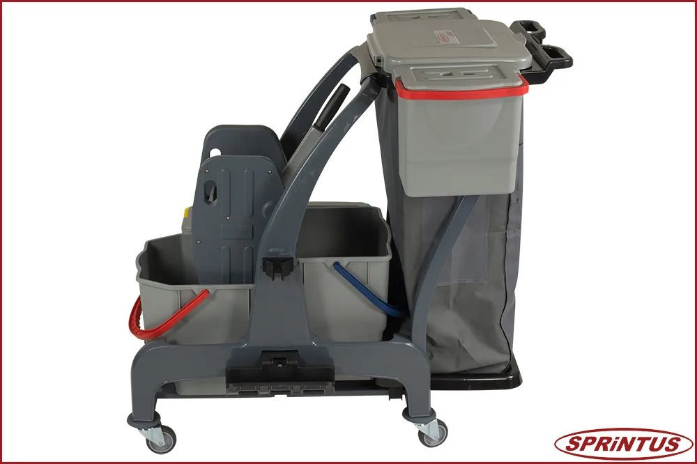 Sprintus 301172 CombiX PRO Doppelfahreimer, Halterung für Müllsack, Moppablage + Eimer-Set