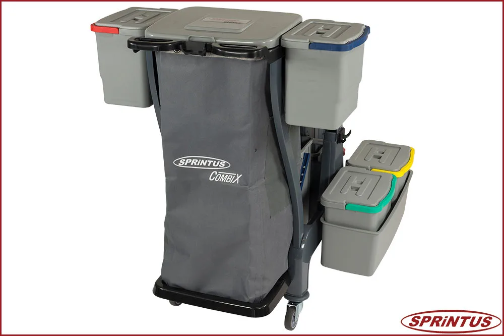 Sprintus 301172 CombiX PRO Doppelfahreimer, Halterung für Müllsack, Moppablage + Eimer-Set