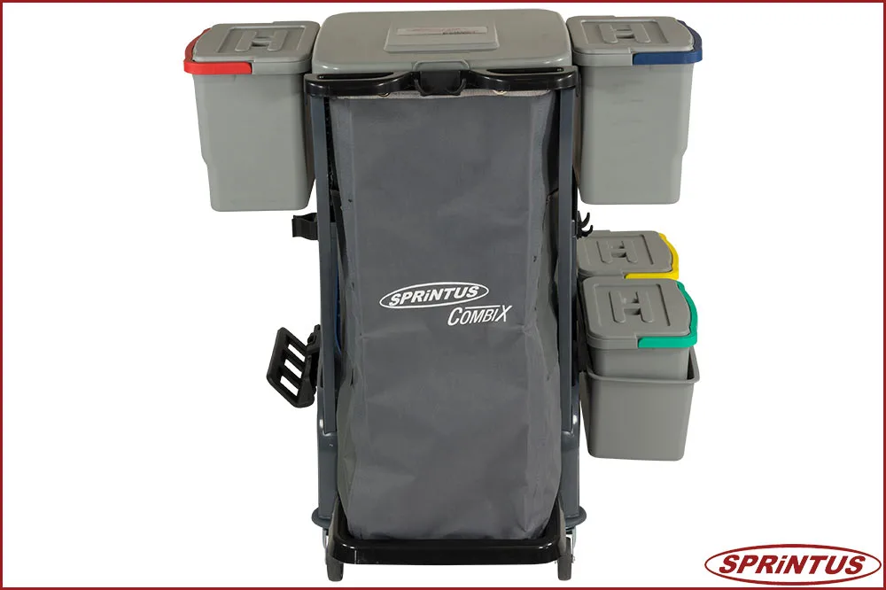 Sprintus 301172 CombiX PRO Doppelfahreimer, Halterung für Müllsack, Moppablage + Eimer-Set