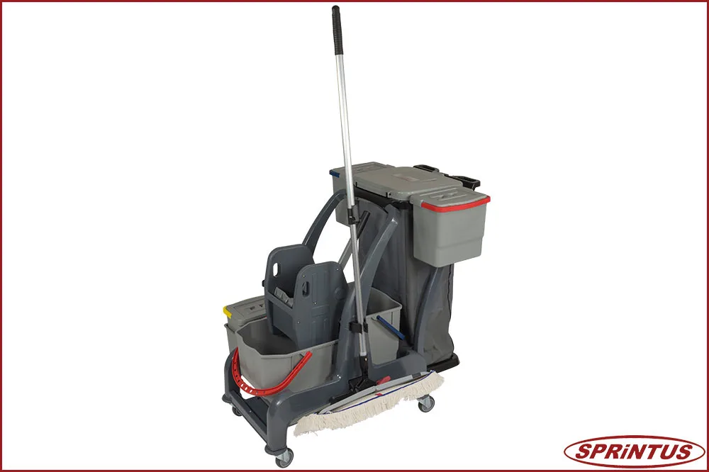 Sprintus 301172 CombiX PRO Doppelfahreimer, Halterung für Müllsack, Moppablage + Eimer-Set