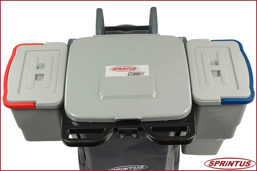 Sprintus 301172 CombiX PRO Doppelfahreimer, Halterung für Müllsack, Moppablage + Eimer-Set