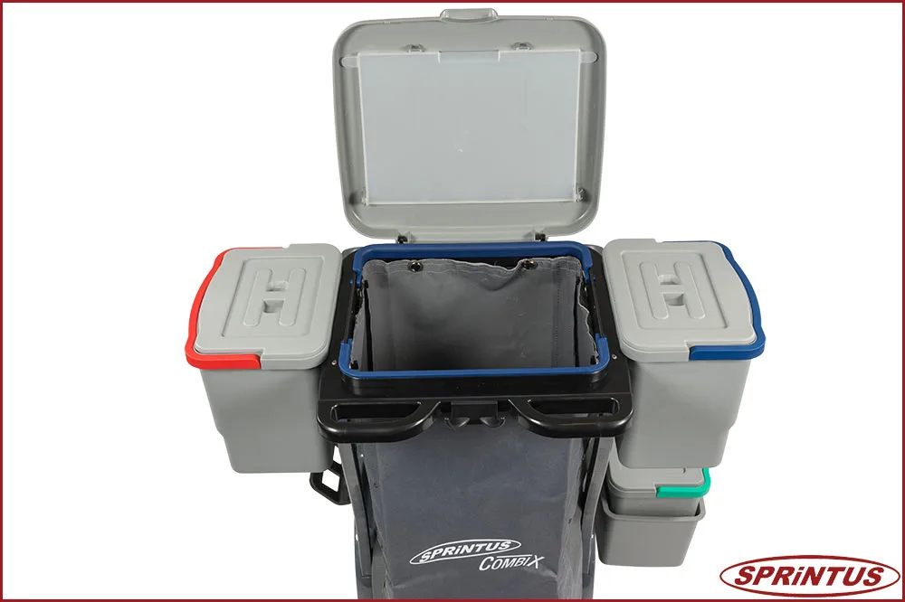 Sprintus 301172 CombiX PRO Doppelfahreimer, Halterung für Müllsack, Moppablage + Eimer-Set